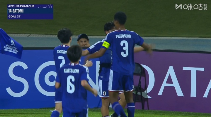 U17男足第31分钟0-1落后日本,里见汰福小角度劲射破门